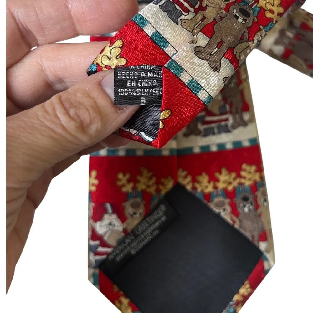 Christmas Football Santa Reindeer Silk Necktie Cartoon‎ Print American Greetings